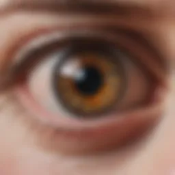 Close-up of an eye showing signs of infection post-surgery