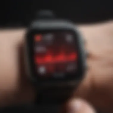 Close-up of a smartwatch displaying blood oxygen levels on screen