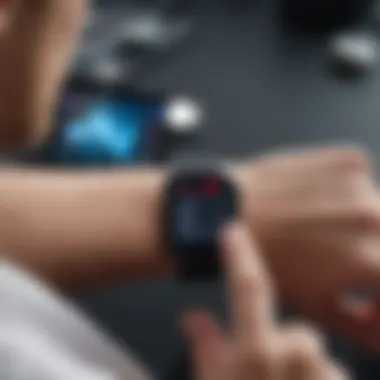 Healthcare professional analyzing data from a smartwatch