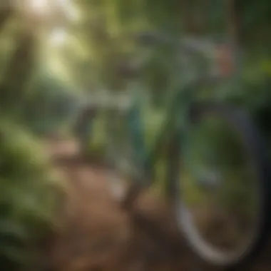 Eco-friendly bicycle riding in a lush green environment