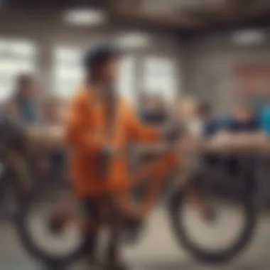 Education through Bicycling: Skills for the Future Children learning bicycle safety and skills in a classroom