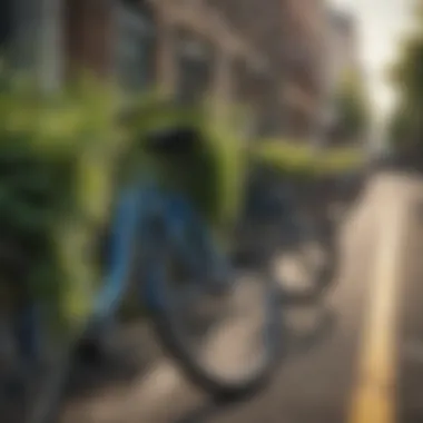 Urban planning featuring dedicated bike lanes and greenery