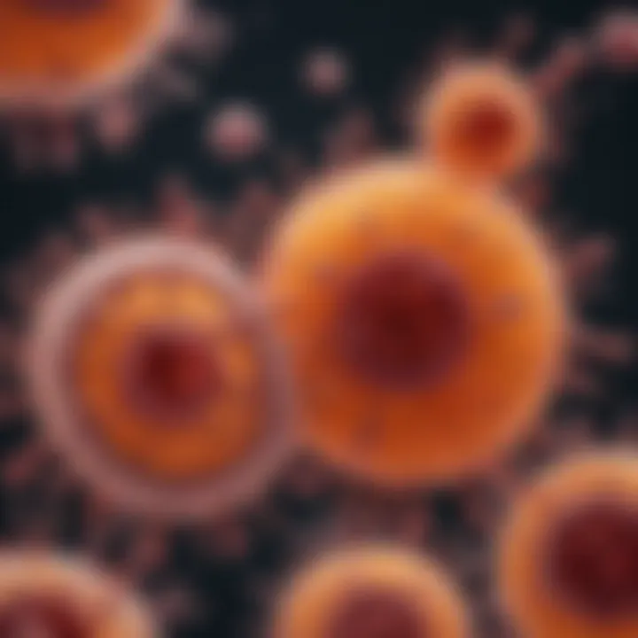 Microscopic view of leukemia cells affecting bone marrow