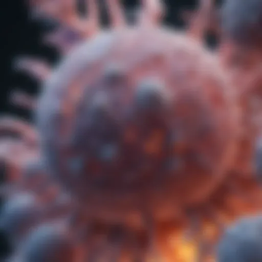 A depiction of lung cancer cells under a microscope highlighting the complexity of the disease.