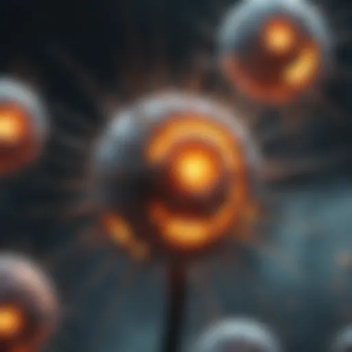 Illustration depicting radiation interacting with cellular structures