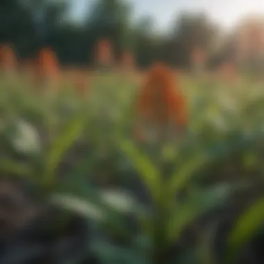 A diverse ecosystem showcasing various species around milkweed