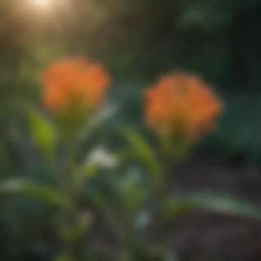 Vibrant milkweed plants thriving in a natural setting