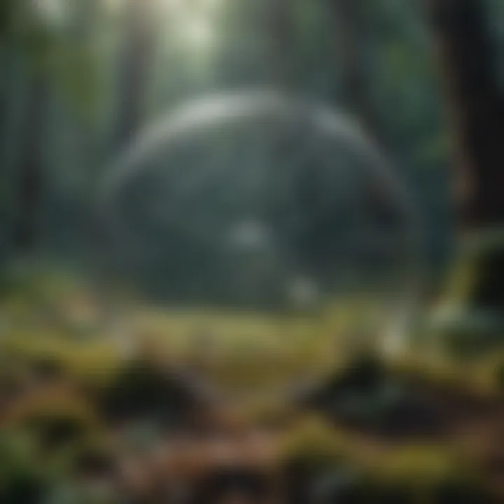 An intricate ecosystem showcasing biodiversity and ecological interactions