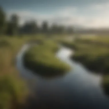 Hydrological Cycle and Wetlands Graphic representation of the hydrological cycle and its interaction with wetlands.