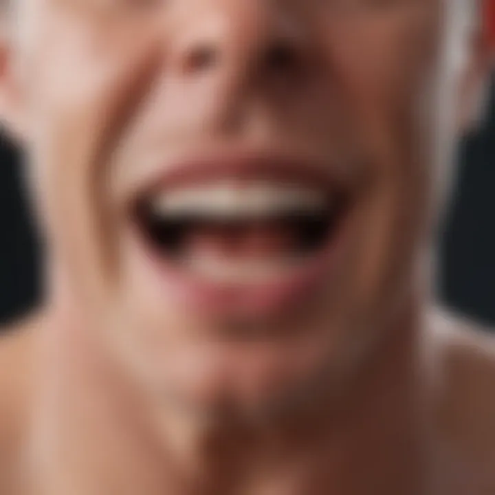 Close-up of suction denture demonstrating effective retention