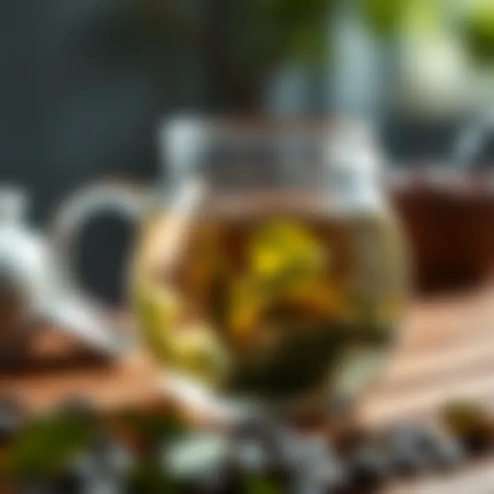 Unveiling the Flavor: Oolong Tea Leaves Oolong tea leaves unfurling in a glass teapot, showcasing flavor development
