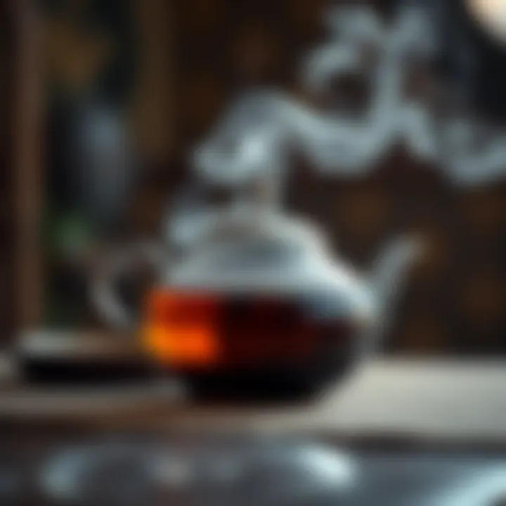 The Essence of Temperature in Oolong Tea Elegant teapot with steam rising, symbolizing the importance of temperature