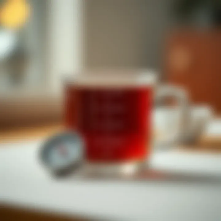 Precision in Brewing: Optimal Temperatures A thermometer beside a cup of brewed oolong tea, indicating optimal brewing conditions