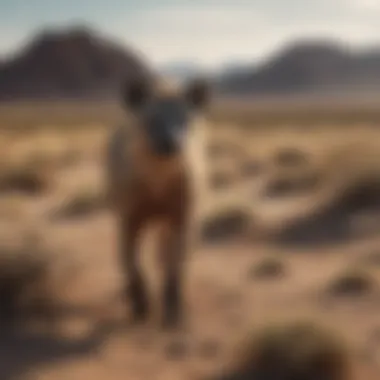 Hyena in Semi-Desert Landscape Hyena scavenging in a semi-desert landscape