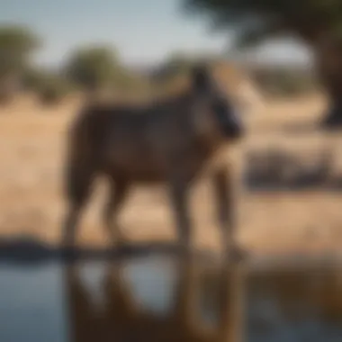 Hyenas at a Waterhole Hyenas at a waterhole, showcasing their habitat adaptability