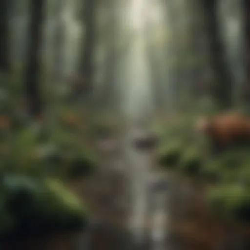 A diverse ecosystem showcasing various threatened species in their natural habitat