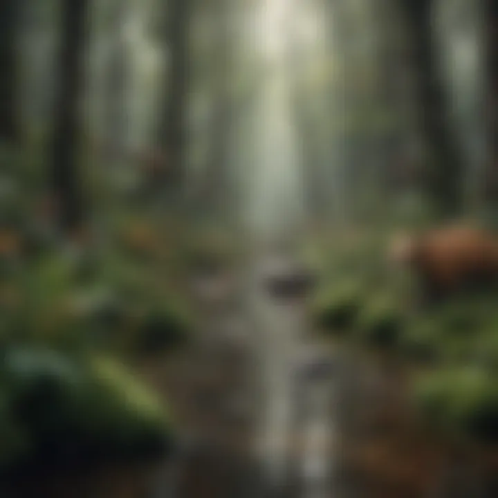 A diverse ecosystem showcasing various threatened species in their natural habitat