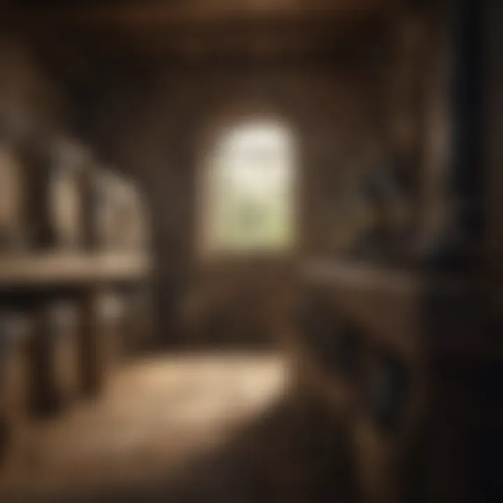 A collection of elegant wine bottles displayed in a rustic cellar