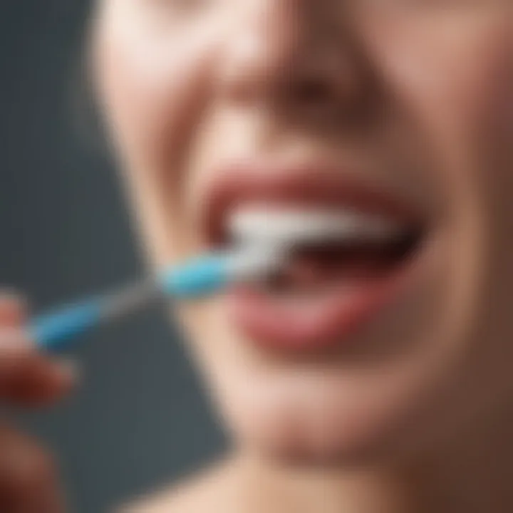 Illustration of a toothbrush applying toothpaste while emphasizing proper brushing techniques