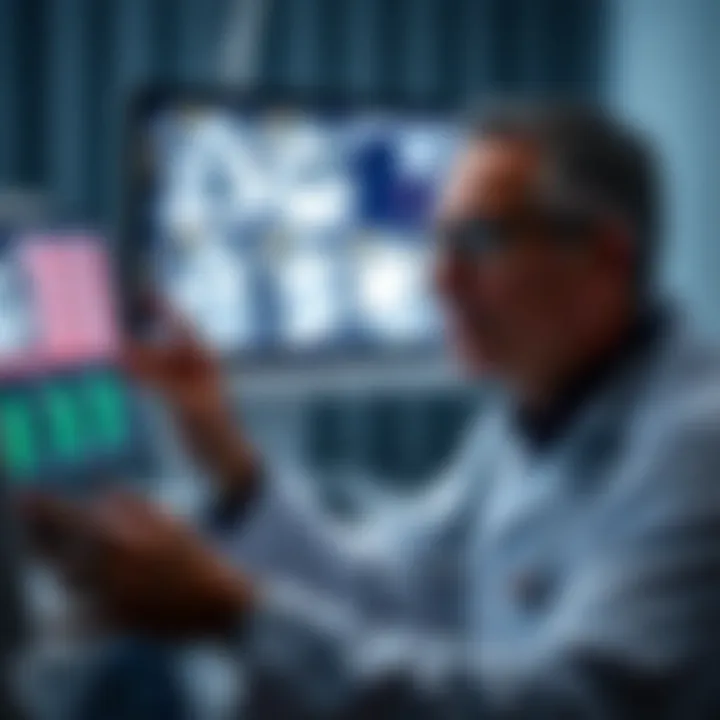 Medical professional analyzing ultrasound results