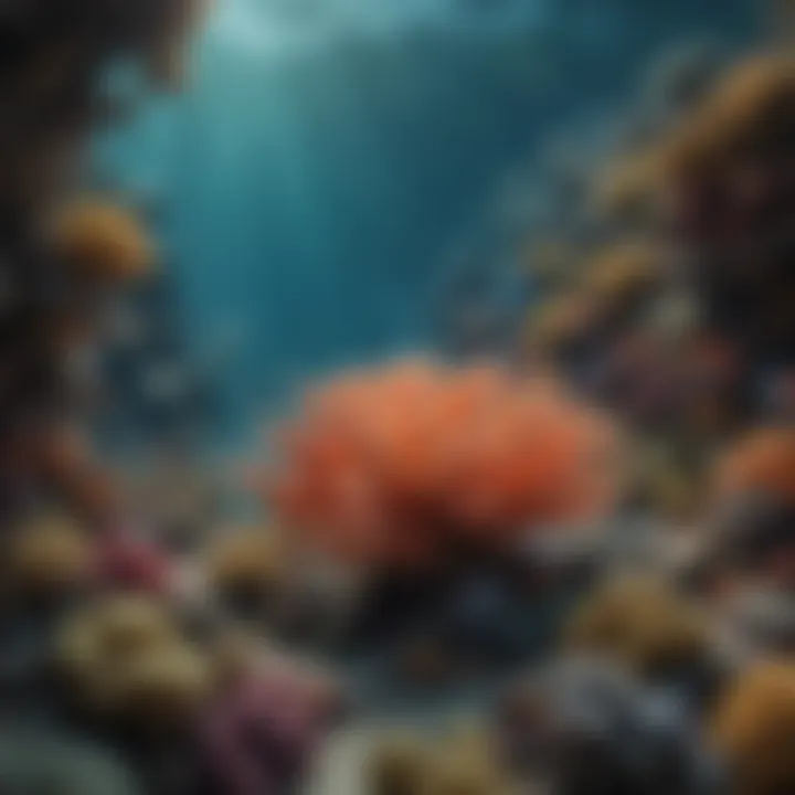 Underwater ecosystem showcasing coral reefs and marine life