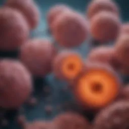 Microscopic view of adenocarcinoma cells