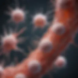 Illustration of cancer cells invading spinal tissue