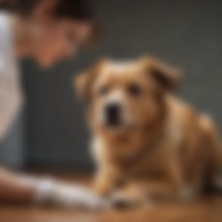 A veterinarian performing diagnostic imaging on a dog