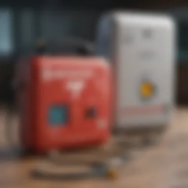 Visual representation of different types of defibrillators used in various settings