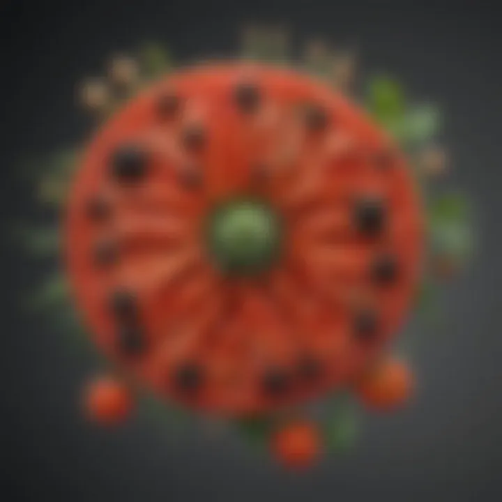 Illustration of the life cycle of Alternaria solani, the fungus causing early blight.