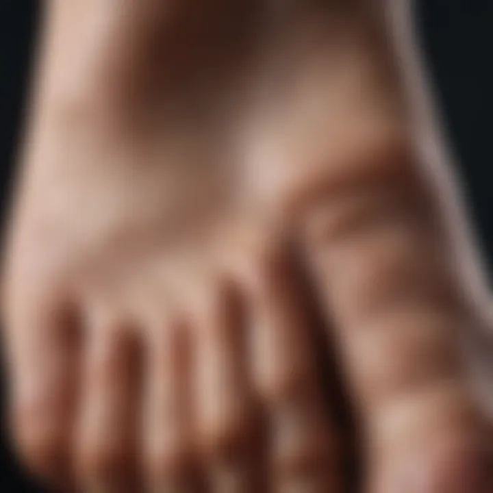 Close-up view of foot callouses highlighting their texture and formation.