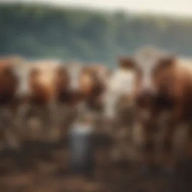 Farmers discussing innovative feeding strategies for cattle