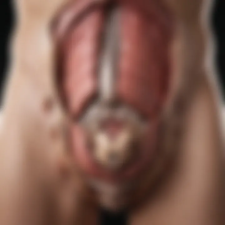 Anatomical illustration highlighting male pelvic anatomy related to incontinence treatment
