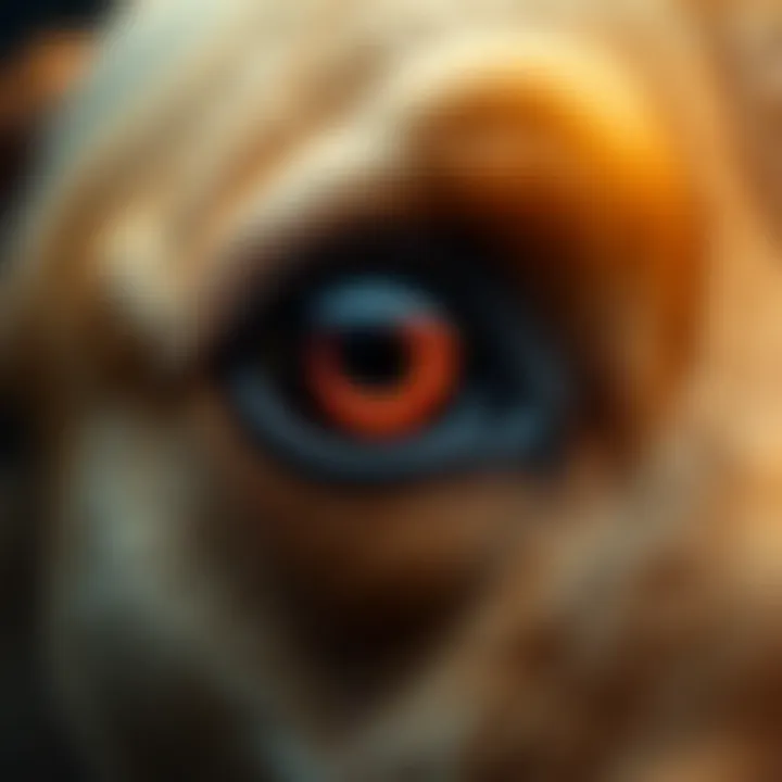 Close-up of a dog's eye with signs of infection