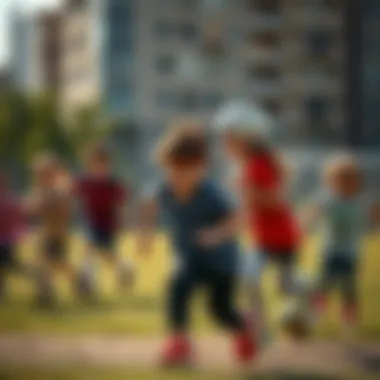 Encouraging Physical Activities Children engaging in outdoor activities and sports