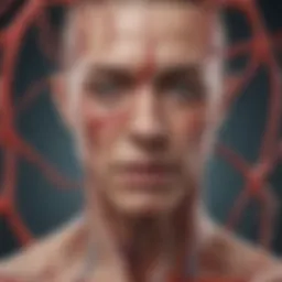 Illustration depicting the constriction of blood vessels during a migraine attack