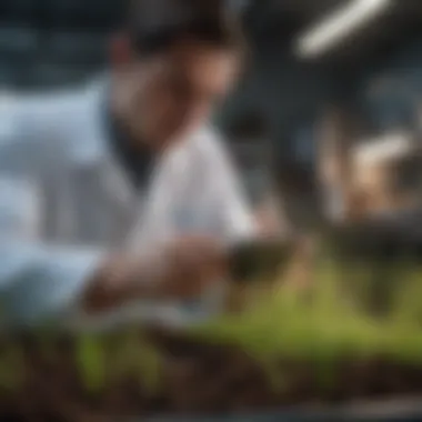 Data Analysis in Seed Germination Research Scientist analyzing seed germination data