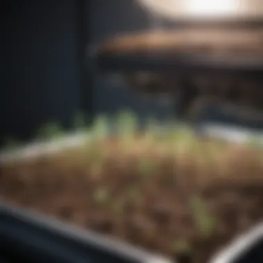 Precision Monitoring of Seed Development Close-up of seeds being monitored in a germination machine