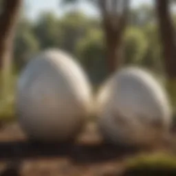 Artistic depiction of ostrich eggs in natural habitat