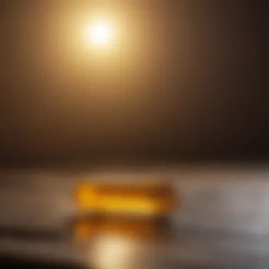 Vitamin D Supplement and Its Importance Close-up of a vitamin D supplement on a wooden surface