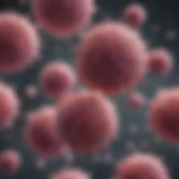Detailed view of breast cancer cells under a microscope