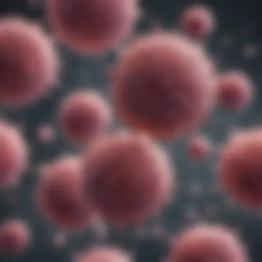 Detailed view of breast cancer cells under a microscope