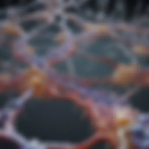 An intricate diagram showcasing the biochemical pathways of vasopress synthesis in the endocrine system.