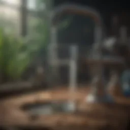 An illustration showing traditional water filtration techniques