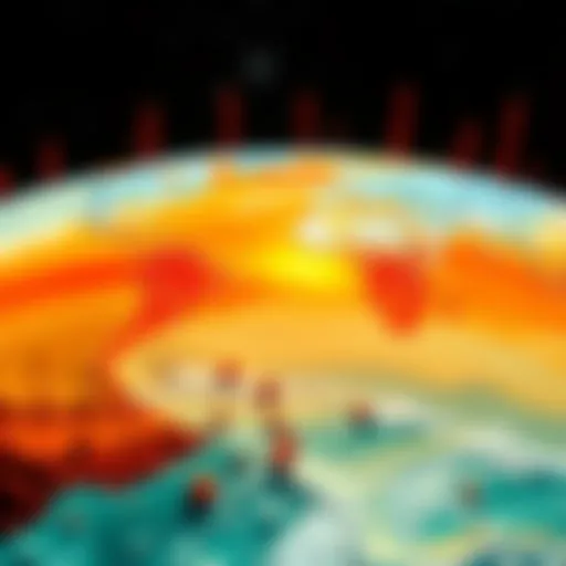 Visualization of rising global temperatures over decades