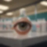 Bottles of lanosterol eye drops on a pharmacy shelf