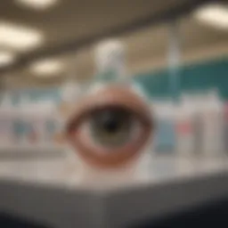 Bottles of lanosterol eye drops on a pharmacy shelf