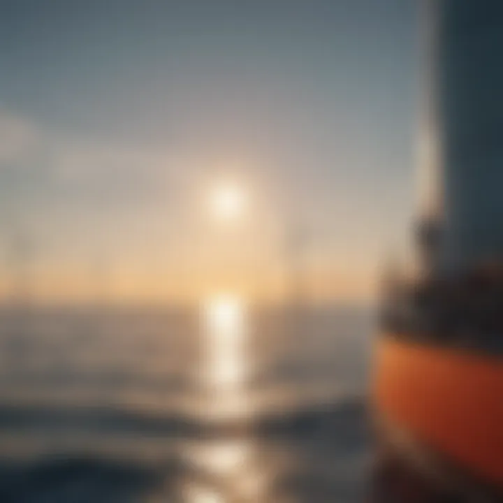 An offshore wind farm generating electricity in the ocean